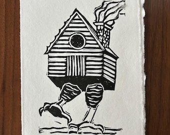 5x7 Baba Yaga Hut Print