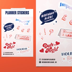 A6 Sticker Sheet - Adesivi in vinile per giornale di proiettile, calendario, album fotografico / riempitore di calze / date importanti promemoria compleanno compleanno