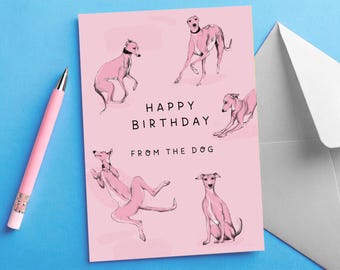 Funny Greyhound Birthday Card: Hand-Drawn Dog Illustration