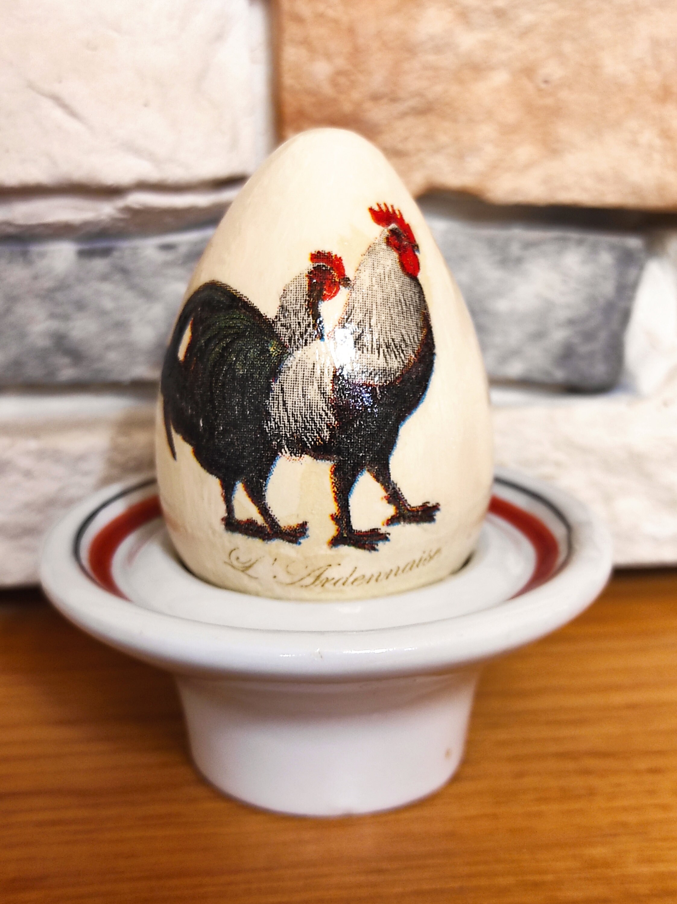 Set of 2 vintage wooden easter egg hen chicken breed ornament Etsy