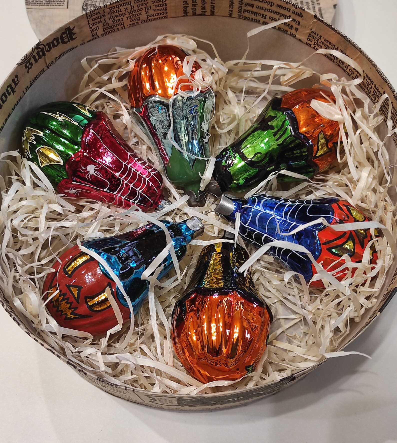 Set of 6 vintage halloween pumpkin mercury glass xmas ornament Etsy