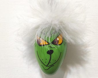Vintage Glass Grinch Christmas Ornament – Retro Green Character Decoration – Whimsical Tree Decor