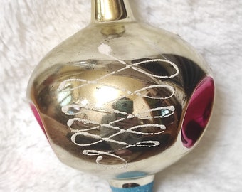 Vintage Antique Glass Xmas Ornament Original Ball Ship Decor