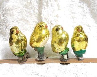 Vintage Glass Xmas Ornaments Chicken Birds TO CHOOSE FROM Decor on a Clip