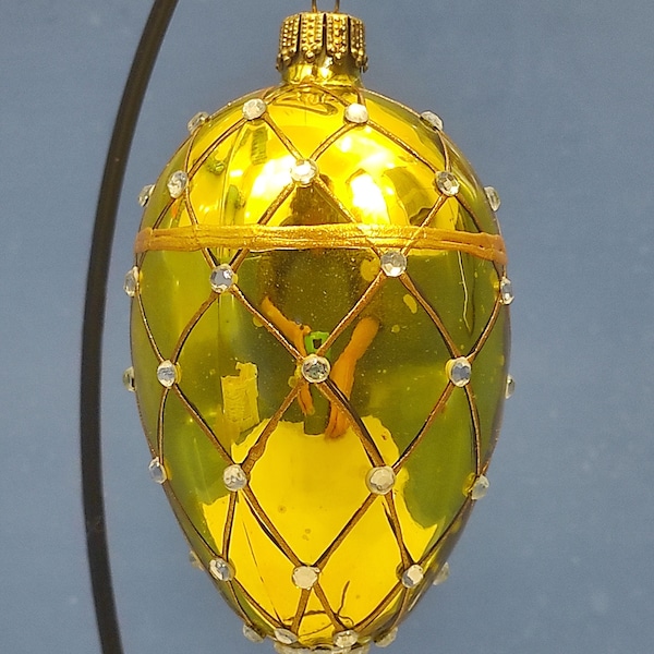 Vintage Exclusive Golden Egg / Egg Faberge Style / Glass Christmas Ornament Decor