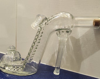 Vintage chaussure en verre botte Cendrillon cristal pantoufle carafe damas Figurine Statuette décor