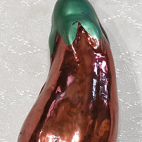 Vintage Original Glass Christmas Ornament Eggplant Decor