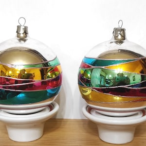 Christmas ornament vintage glass balls set of 2 rainbow toys decoration