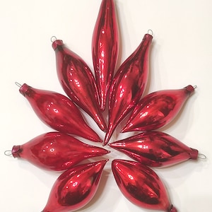 Christmas ornaments vintage glass set of 9 pcs in box red toys decoration