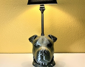Slate - Pit bull Terrier Lamp (Silk Black / Dark Gray)