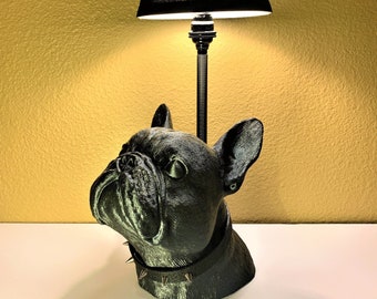 Vinny - French Bulldog Lamp (Silk Black / Dark Gray)