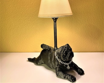 Otis - Pug Lamp (Black)