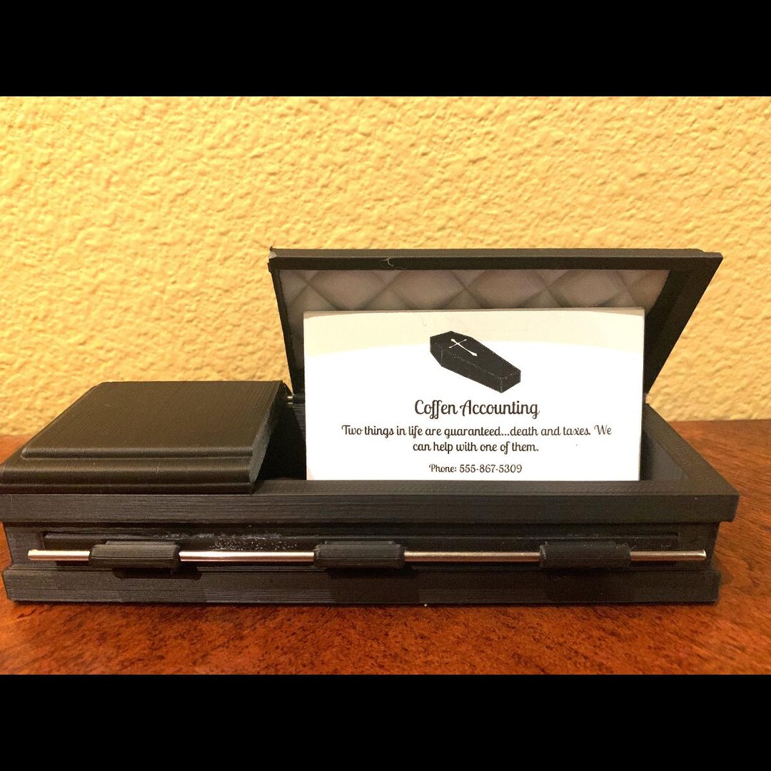 Casket (black With White Interior) Business Card Holder / Trinket Box ...