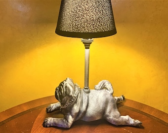 Winston - Pug Lamp (Silver Painted)