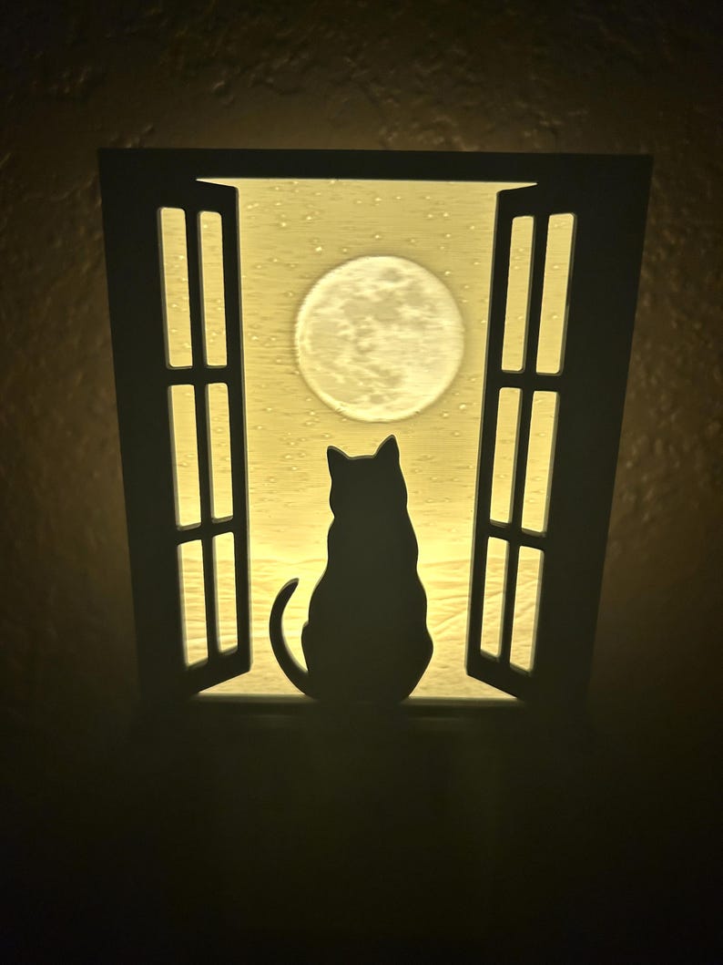 CardinalBleu Cat Gazing Night Light