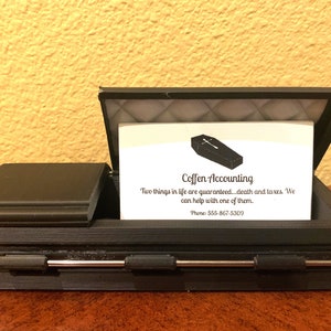 Casket Black with White Interior Business Card Holder / Trinket Box image 1