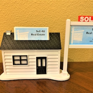 Realtor Business Card / Pencil Holder - Horizontal Cards (White), Real Estate Agent Card Holder
