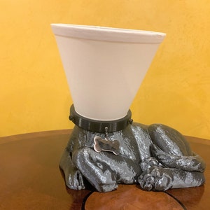 Sampson -  Black Silk / Silver Puppy Dog Lamp
