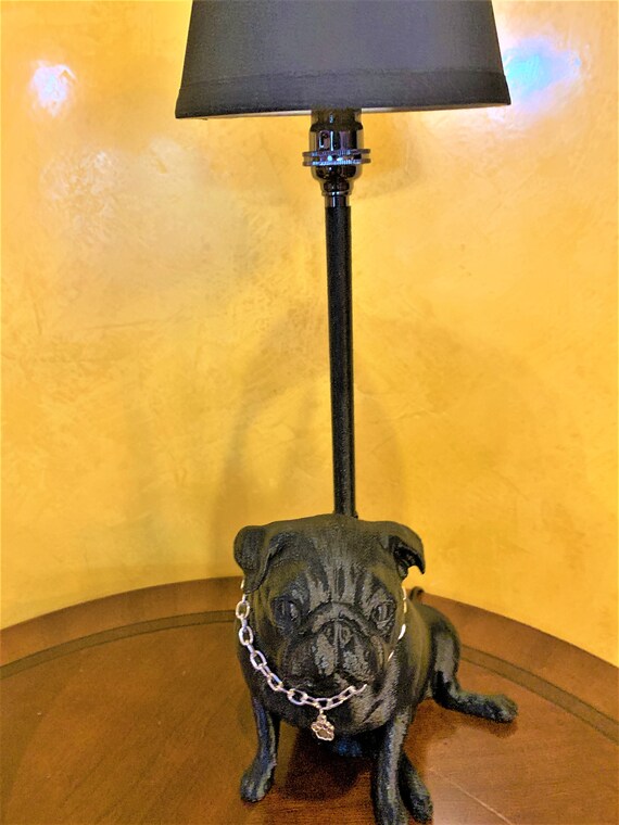Luigi Sitting Pug Lamp black Etsy Australia