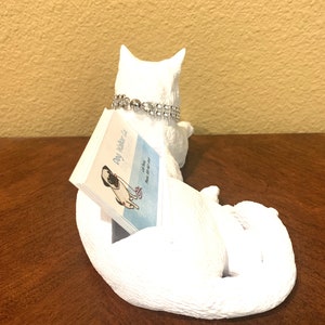 Nala White Cat Business Card / Pencil Holder image 4