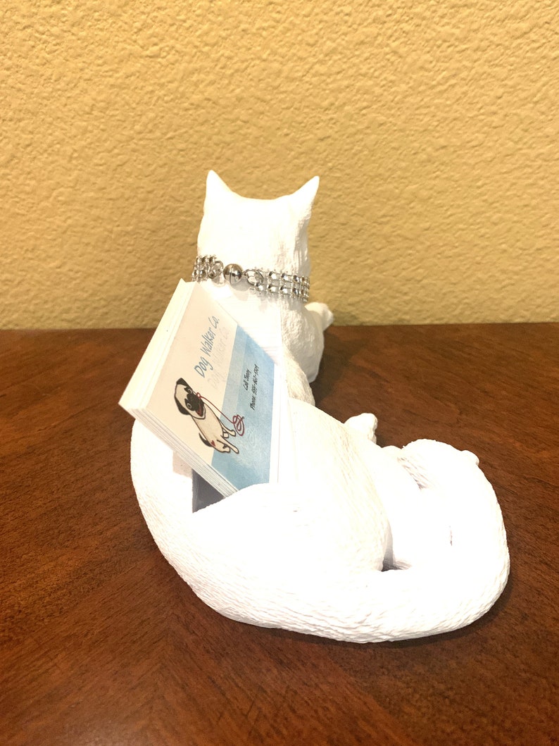 Nala White Cat Business Card / Pencil Holder image 4