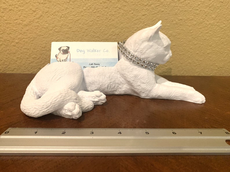 Nala White Cat Business Card / Pencil Holder image 5