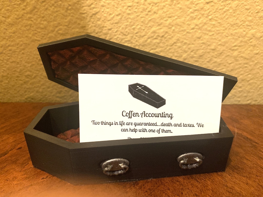 Coffin plain Top Business Card Holder / Trinket Box, Coffin Business