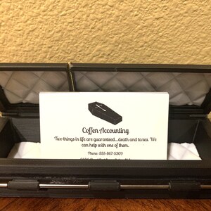 Casket Black with White Interior Business Card Holder / Trinket Box image 2