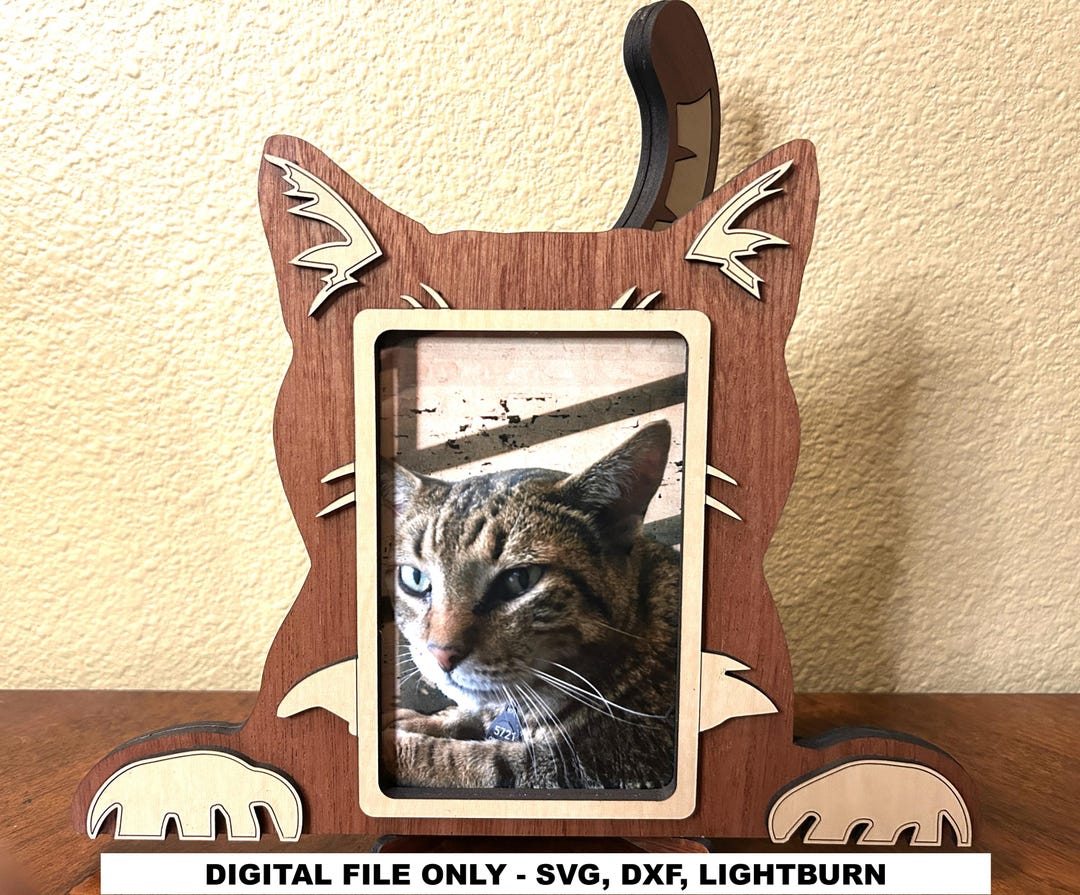 Mini Cat Picture Frame Cat Picture Frame Digital File, Cat Picture Frame, Laser Cat Frame, Cat ...
