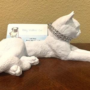 Nala White Cat Business Card / Pencil Holder image 1