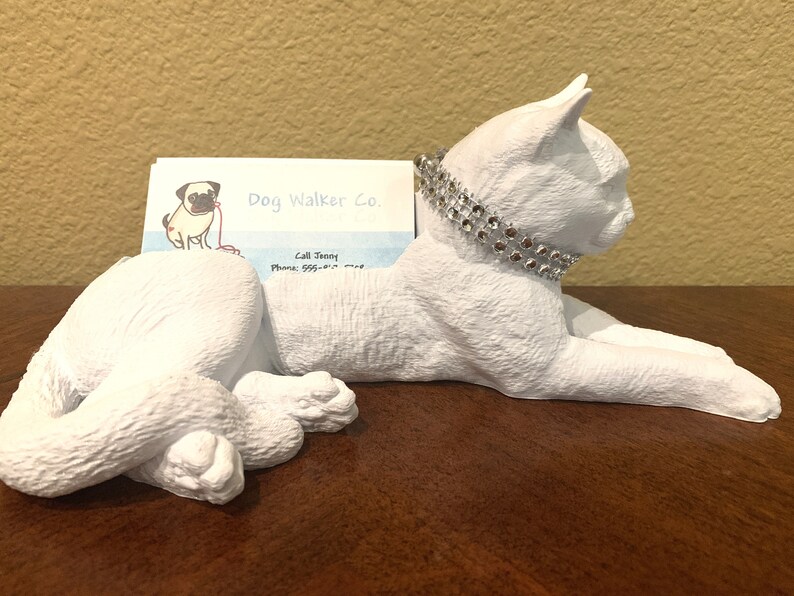 Nala White Cat Business Card / Pencil Holder image 1