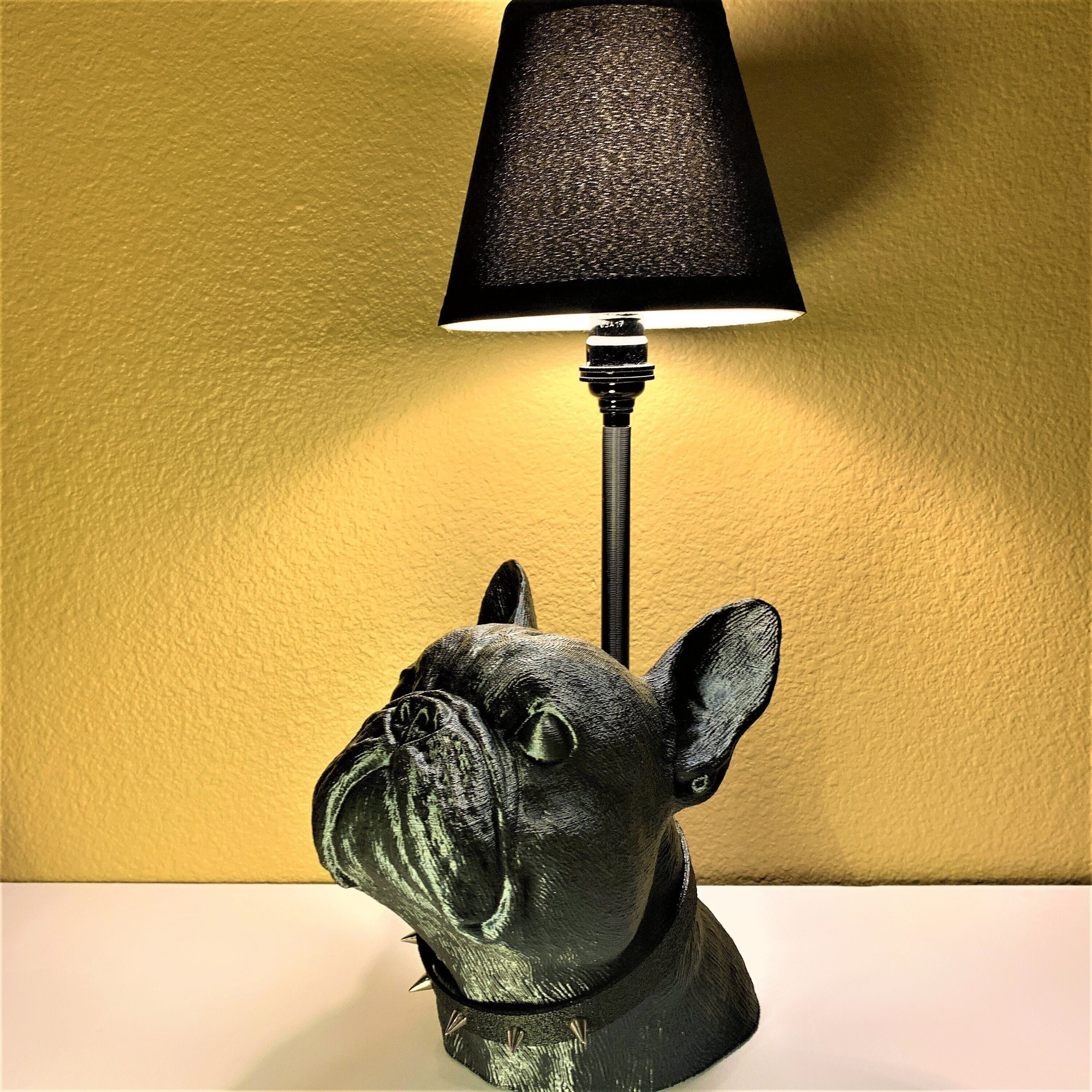 Vinny French Bulldog Lamp silk Black Dark Gray Etsy Australia