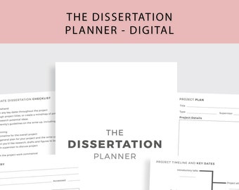 DISSERTATION Planner Thesis Final Year Undergraduate Masters PhD - A4 PDF Instant Digital Download