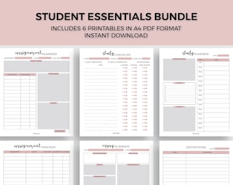 Student CHECKLIST TRACKER Planning Bundle Essay Assignment Quote Definition Study Resources A4 Instant Digital PDF Download