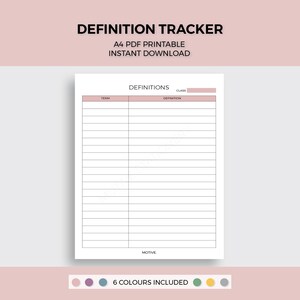Term Definition Study A4 PDF Digital Download Printable