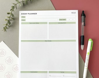 ESSAY PLANNER Student A4 Notepad | Green University A-Level Gcse Writing Help Assignment Planning