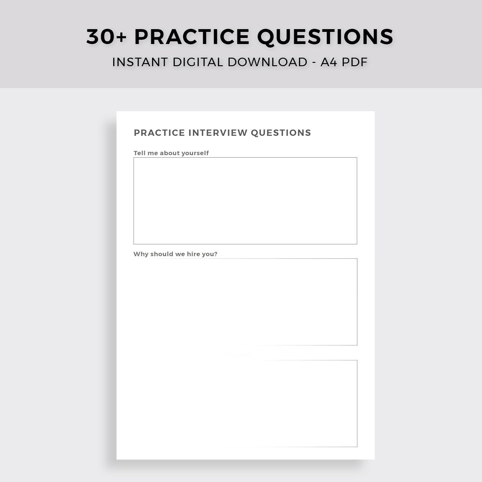 Job Interview Practice Questions Instant Digital Download