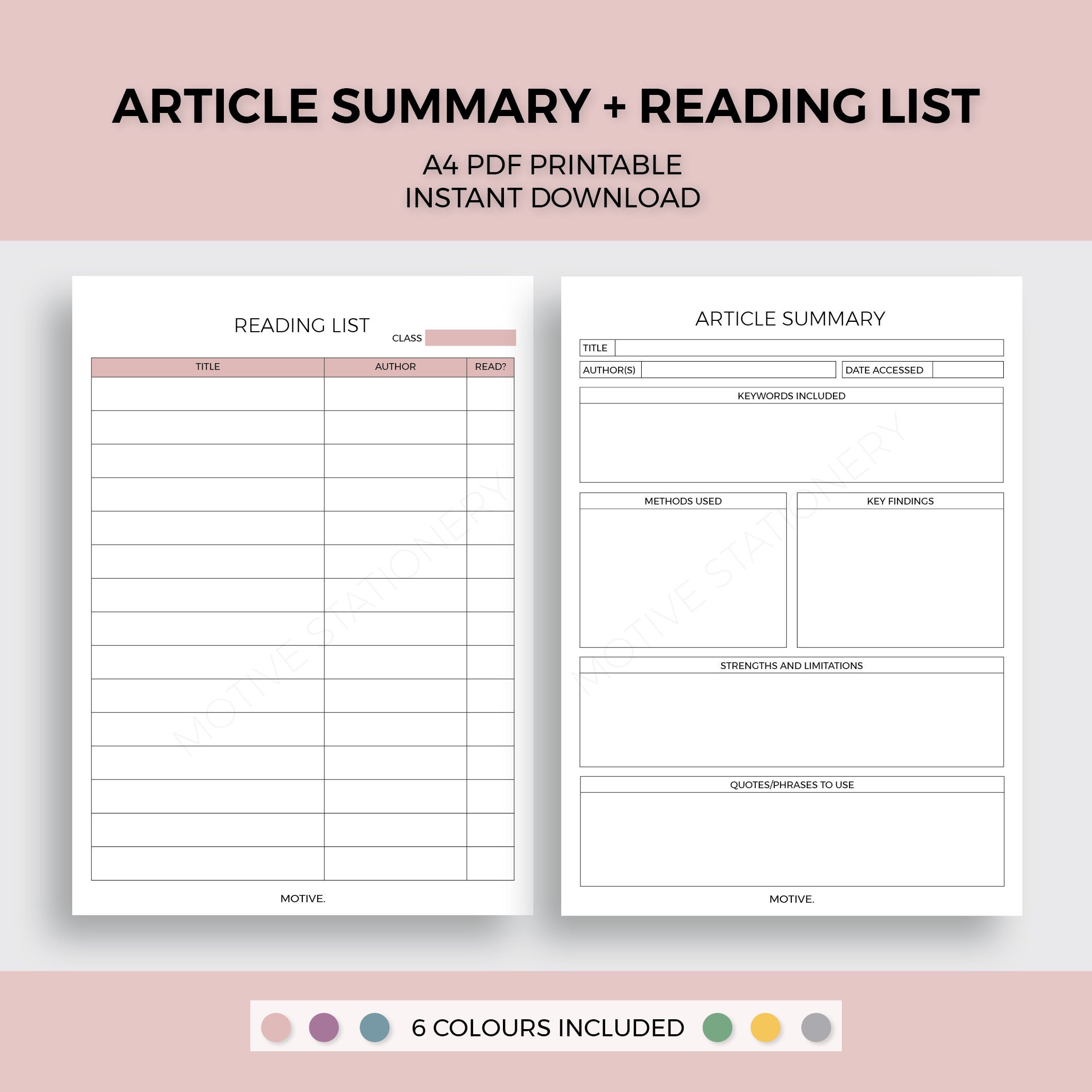 Student Article Summary Reading List Bundle A4 PDF Printable Etsy UK Student Article Summary Reading List Bundle A4 PDF Printable Etsy UK