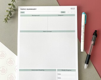 NOTE-TAKING Student A4 Notepad | Note Template Notes Blue University A-Level Study Stationery