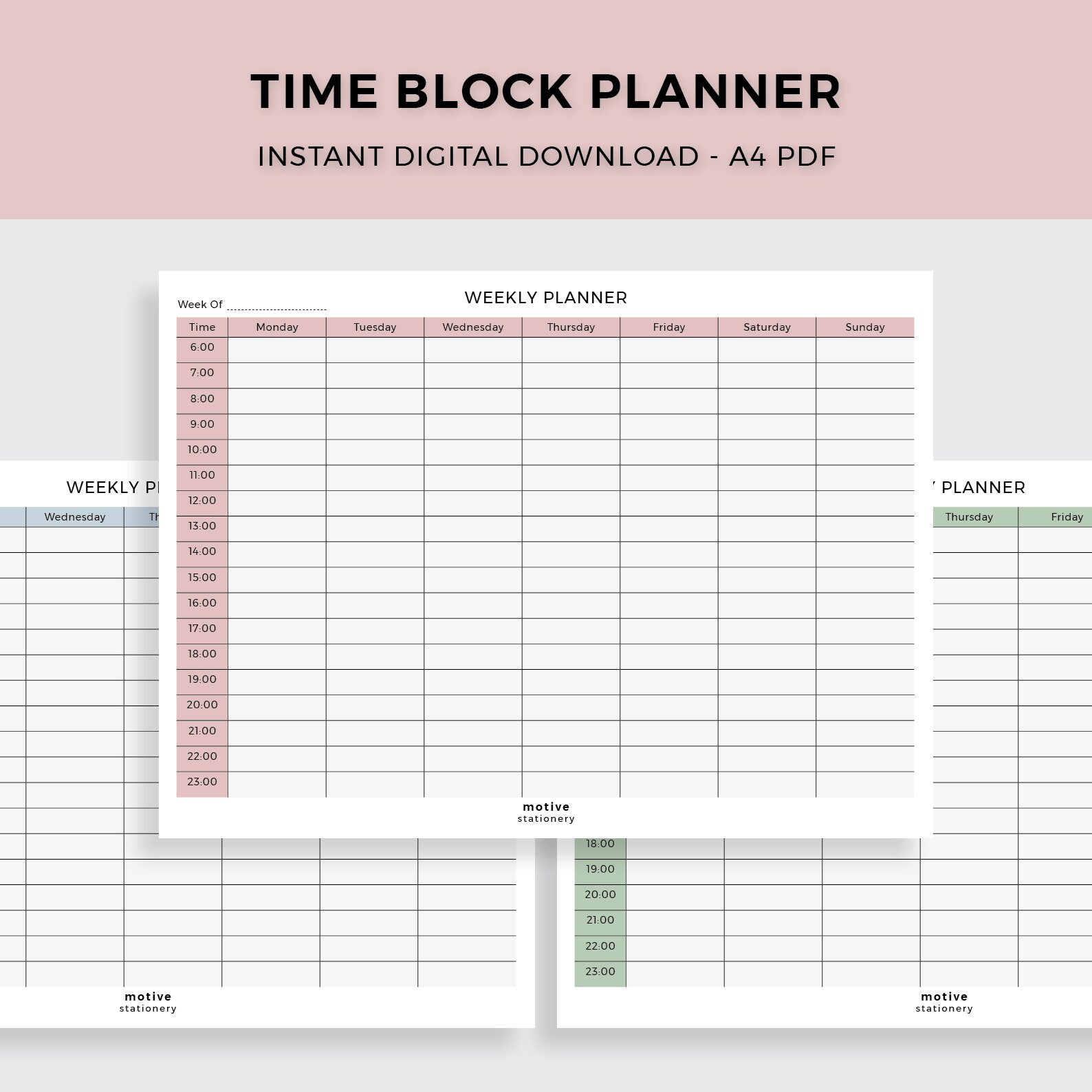 Weekly Time Block Instant Digital Download A4 PDF - Etsy
