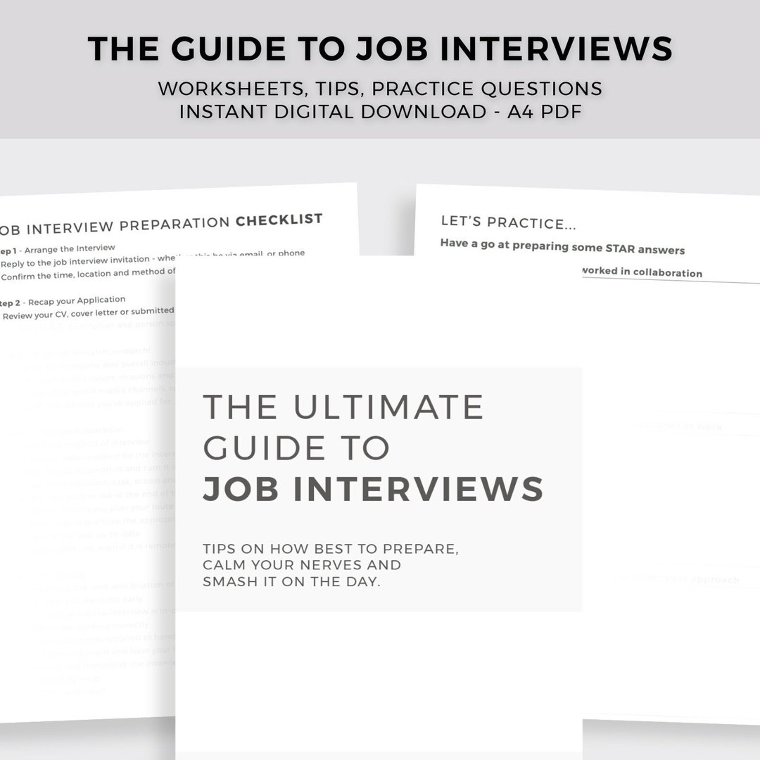 Job Interview Preparation Guide Instant Digital Download Practice ...