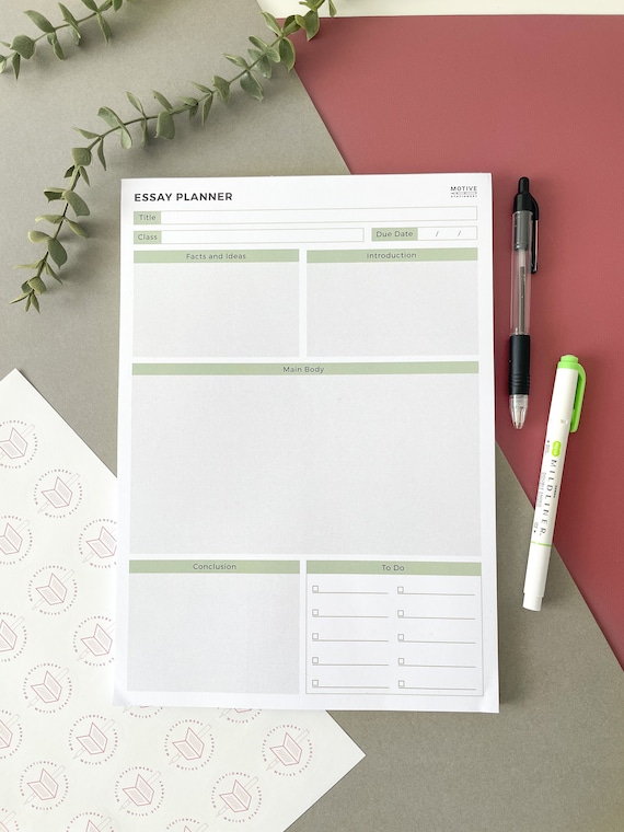 ESSAY PLANNER Student A4 Notepad | Green University A-Level Gcse Writing Help Assignment Planning