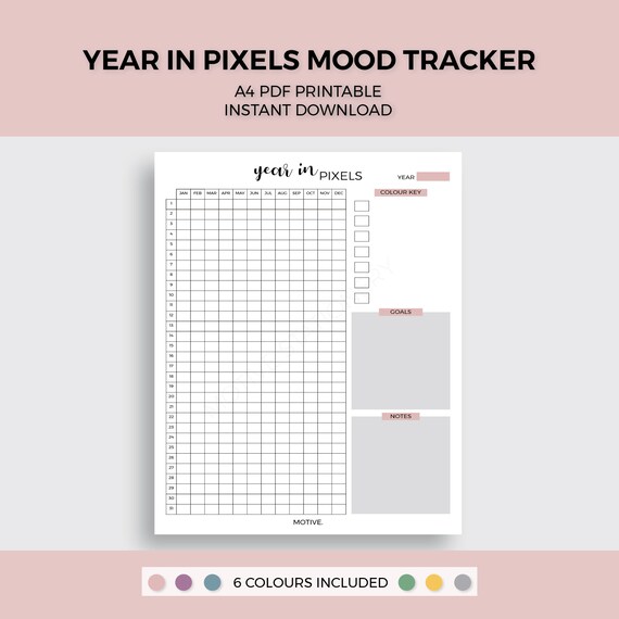 Year in Pixels Mood Tracker A4 PDF Digital Download Printable | Etsy
