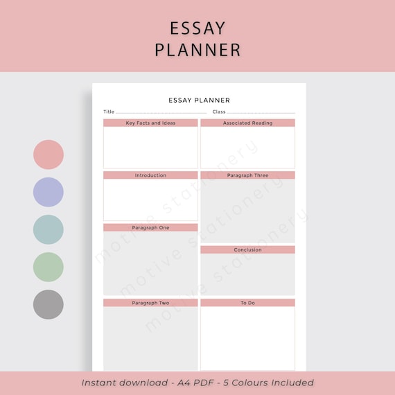 Student Essay Planner Template - A4 PDF Instant Digital Download | A-Level GCSE