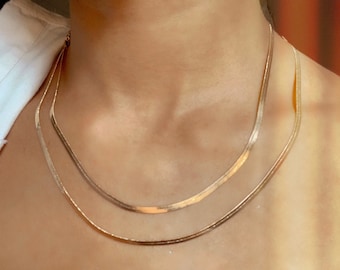 Chaîne de serpent d’or - Collier en or délicat - Collier minimaliste - Collier de superposition - Chaîne d’or - Esthétique - Collier simple - Chaîne en couches