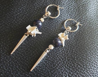 The Spike and Spine- Rattle snake vertebrae. Mono earring. Single earring. Male. Female. Unisex. Bone. Oddity. Oddities. Bone jewelry