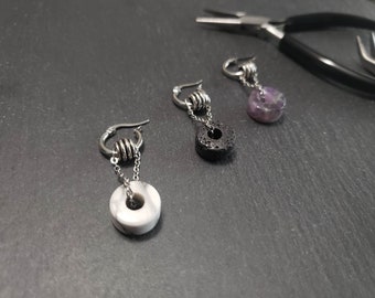 Stone wheel mono earring. Men. Women. Unisex.