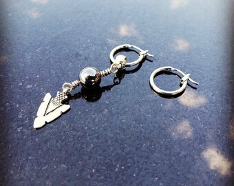 The Artifact- Arrowhead mono earring. Native Inspired. Hanging earring. Male. Female. Unisex.