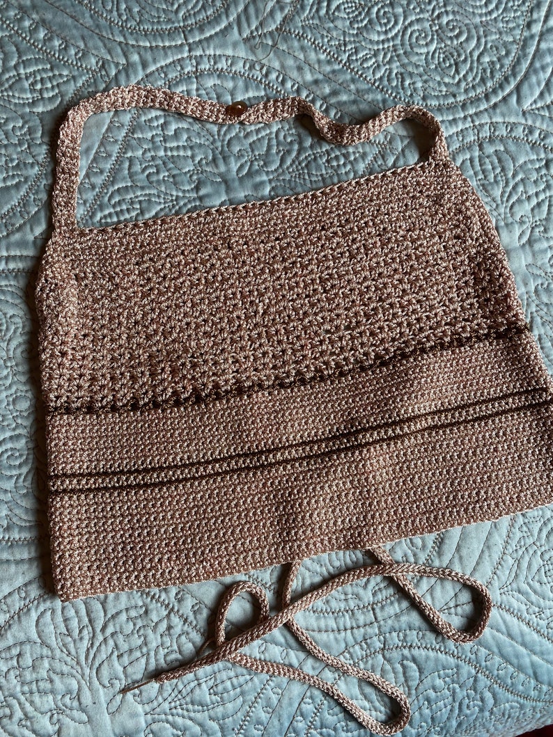 90/'s Crochet Halter Top 1990\u2019s Style Top Striped Top Criss-Cross Closure Vintage Aesthetic