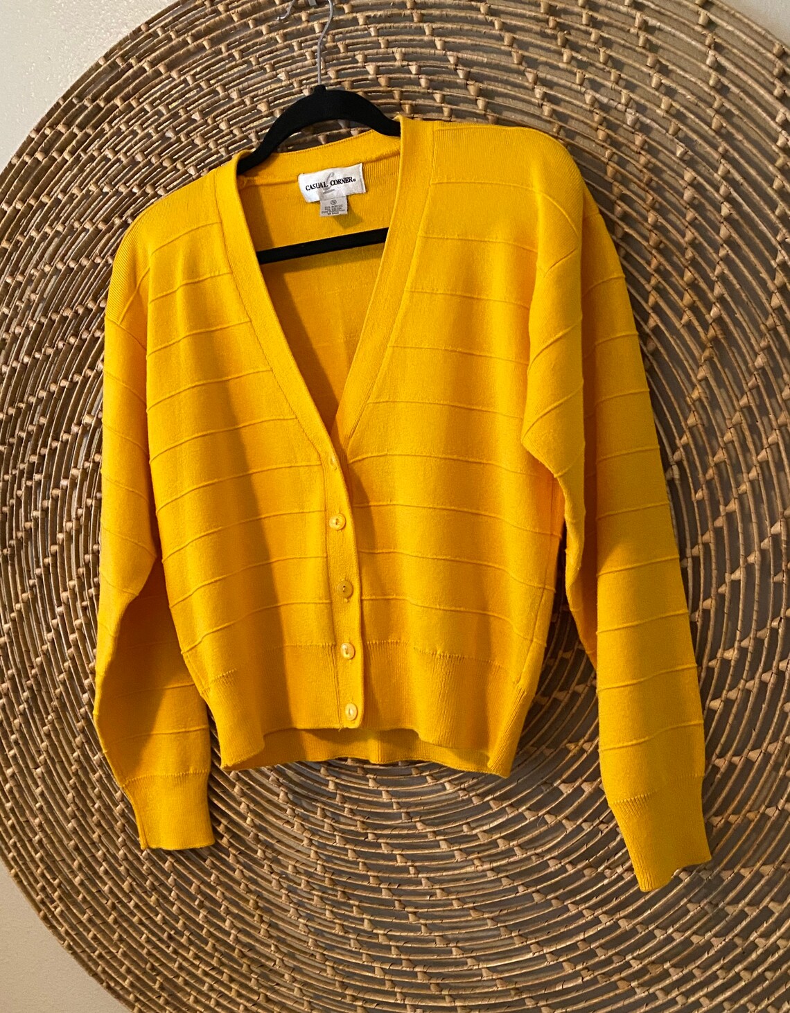 Vintage Button Up Cardigan Bright Yellow Knit Sweater Casual | Etsy